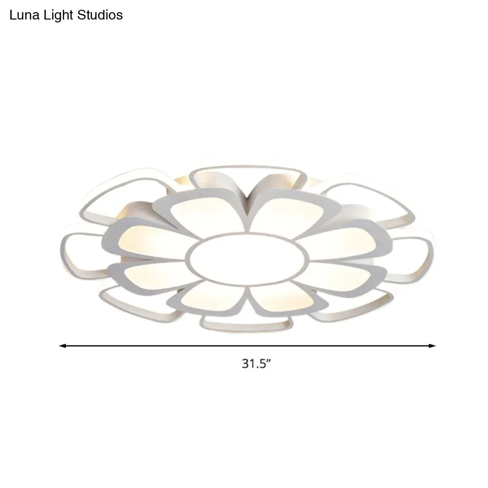 White Acrylic Petal Flush Mount Led Ceiling Lamp - Modern Style For Living Room