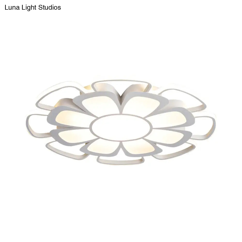 White Acrylic Petal Flush Mount Led Ceiling Lamp - Modern Style For Living Room