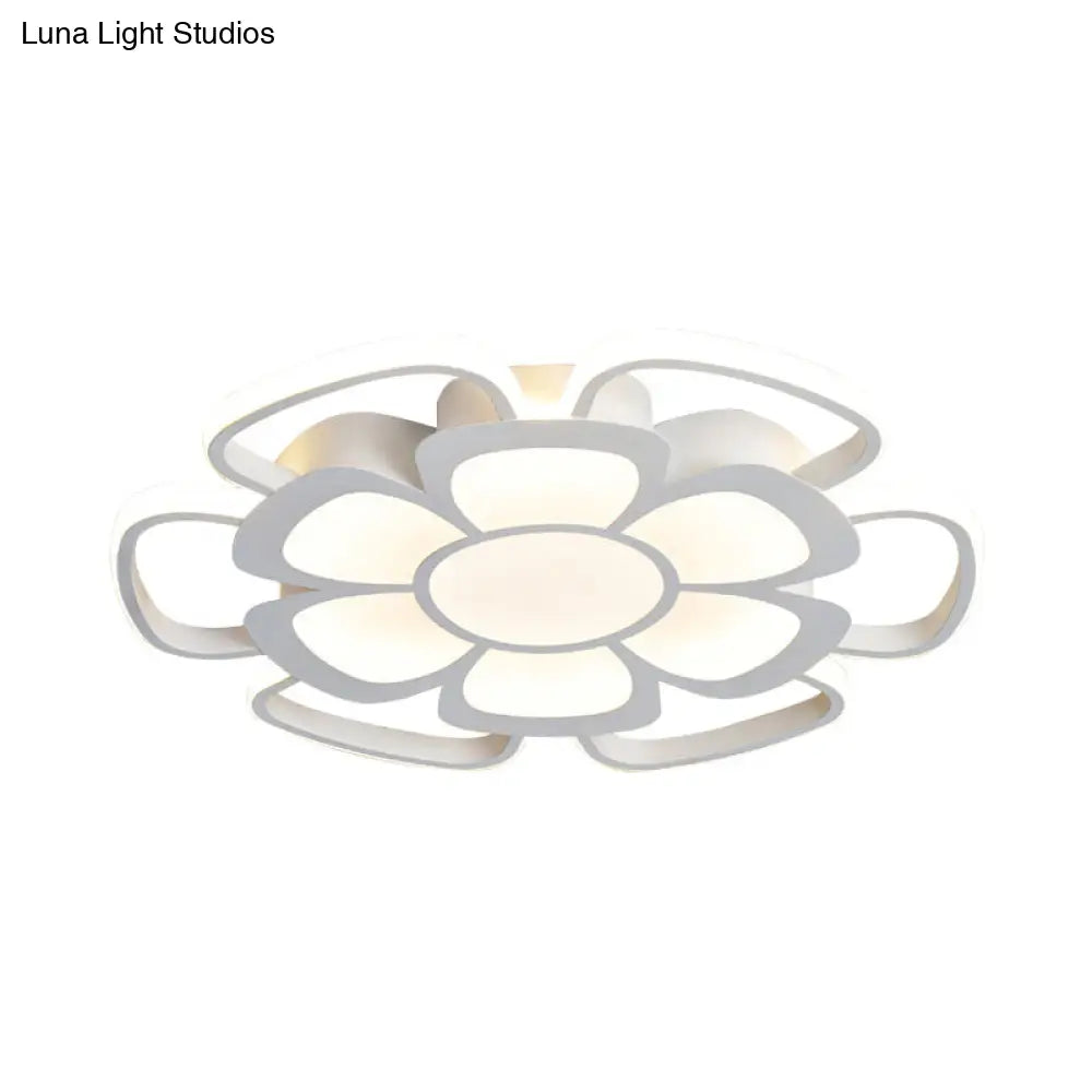 White Acrylic Petal Flush Mount Led Ceiling Lamp - Modern Style For Living Room