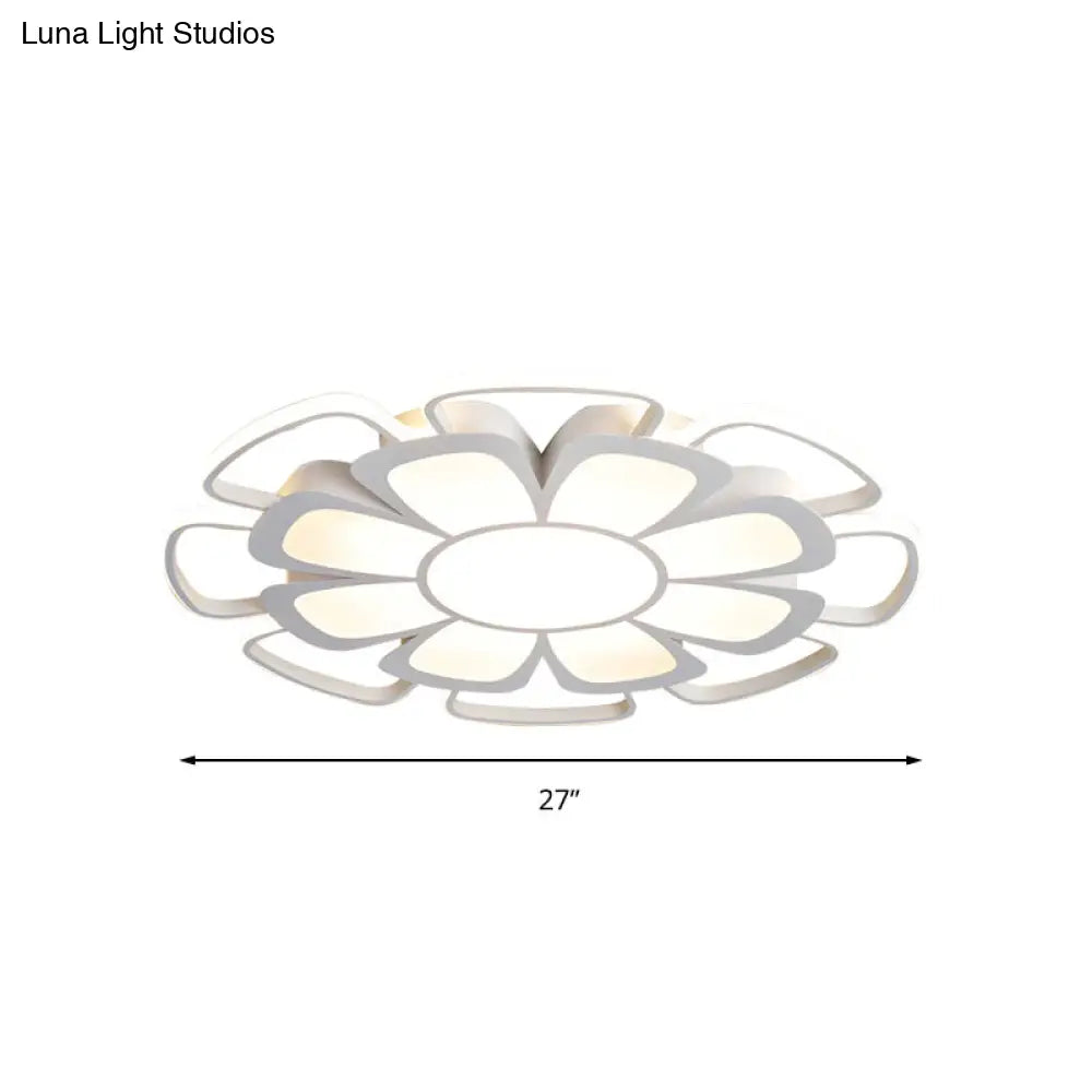 White Acrylic Petal Flush Mount Led Ceiling Lamp - Modern Style For Living Room
