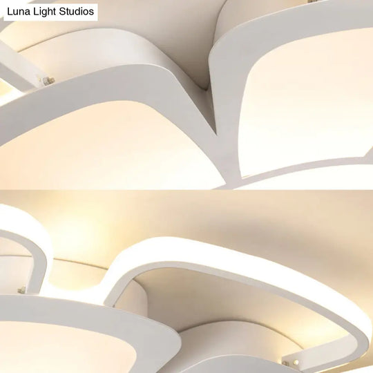 White Acrylic Petal Flush Mount Led Ceiling Lamp - Modern Style For Living Room