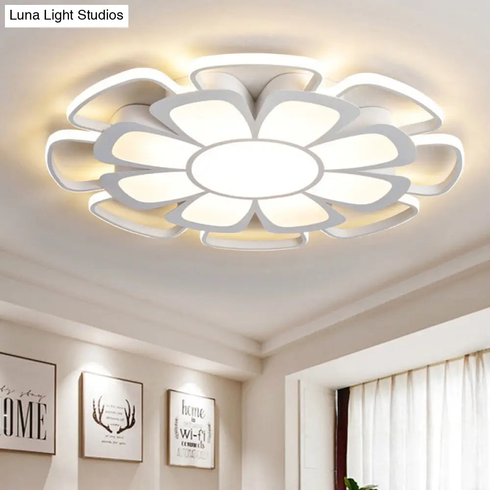 White Acrylic Petal Flush Mount Led Ceiling Lamp - Modern Style For Living Room / 27