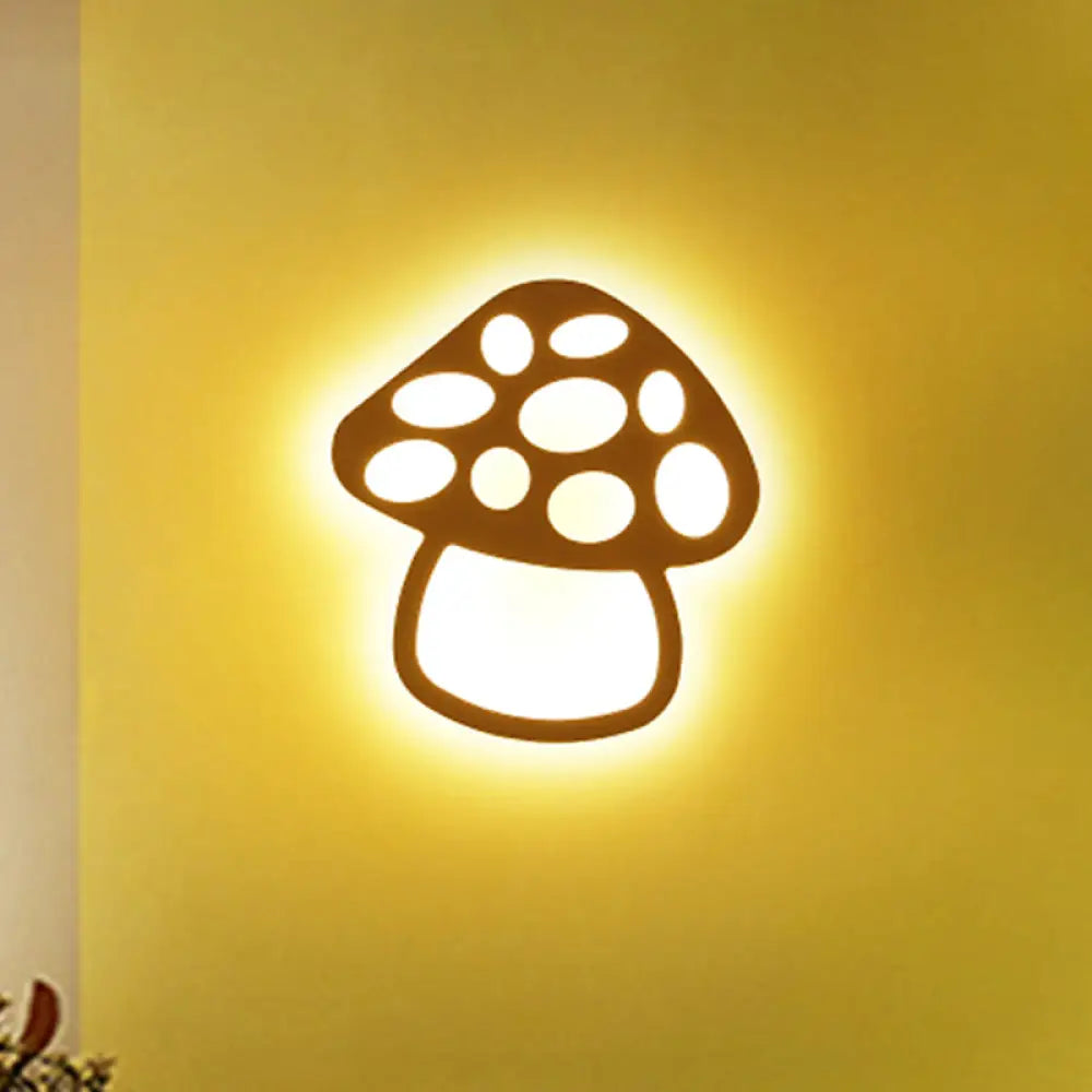 White Acrylic Sconce Light: Slim Panel Wall Light For Kindergarten Baby Bedroom / Mushroom