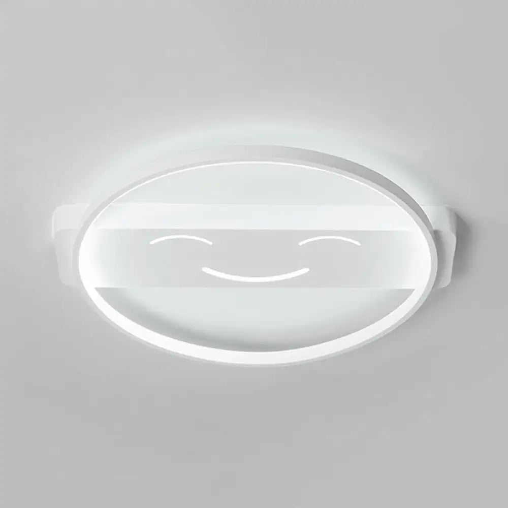 White Acrylic Smiling Face Ceiling Lamp: Contemporary Flush Mount Light For Dining Room /