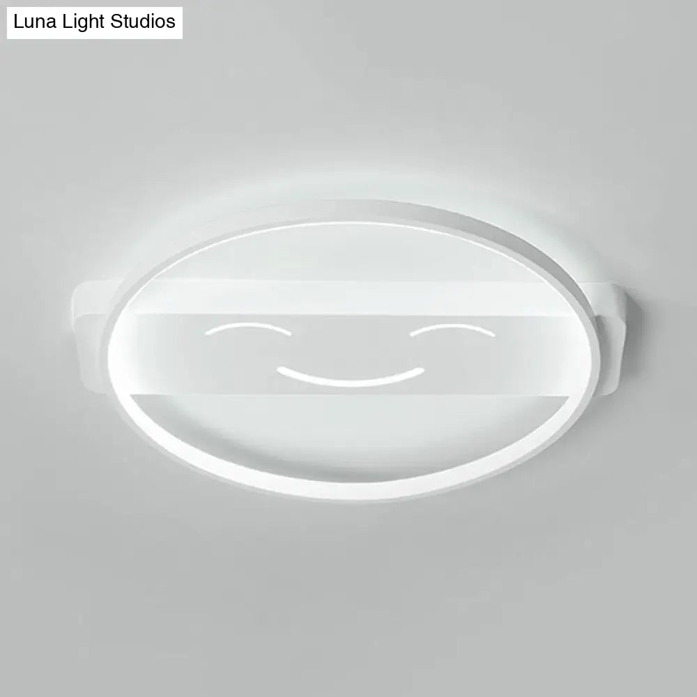 White Acrylic Smiling Face Ceiling Lamp: Contemporary Flush Mount Light For Dining Room /