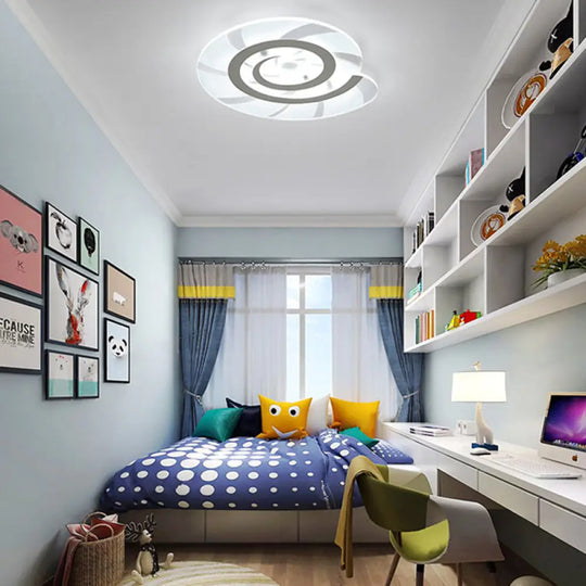 White Acrylic Snail Shell Led Ceiling Light - Perfect For Kid’s Bedroom! / 16’