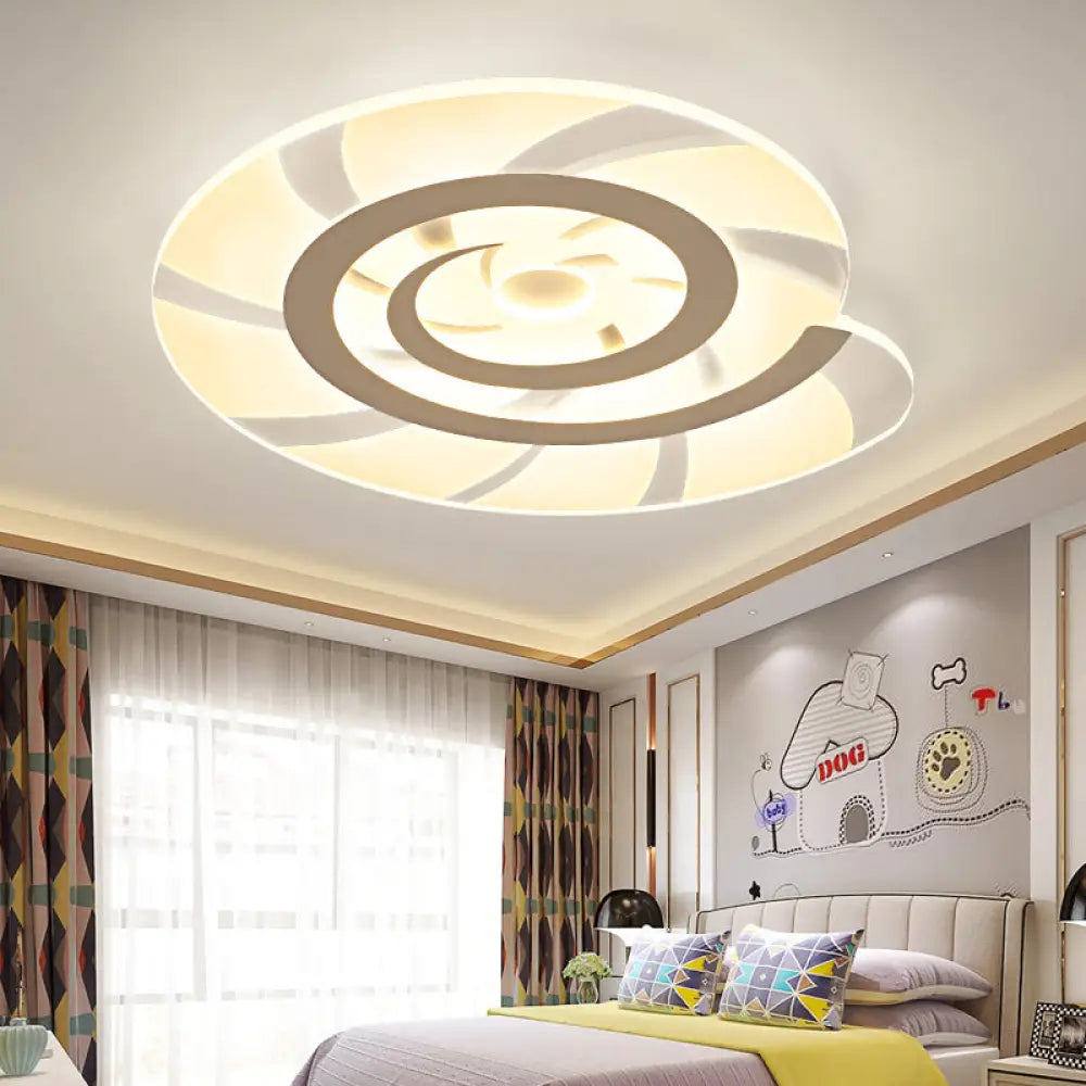 White Acrylic Snail Shell Led Ceiling Light - Perfect For Kid’s Bedroom! / 16’ Warm