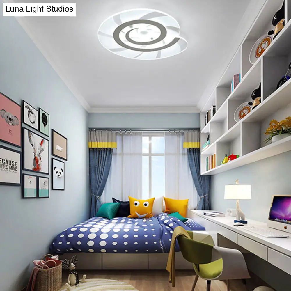 White Acrylic Snail Shell Led Ceiling Light - Perfect For Kids Bedroom! / 16
