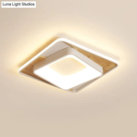 White Acrylic Square Flush Mount Led Ceiling Lamp - Simple Style 16/19.5 Wide / 16