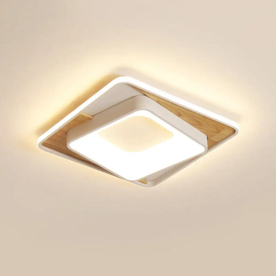 White Acrylic Square Flush Mount Led Ceiling Lamp - Simple Style 16’/19.5’ Wide / 16’