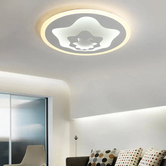 White Acrylic Star Flushmount Light: Cartoon Eye-Caring Led Ceiling Lamp For Girls Bedroom / 18’