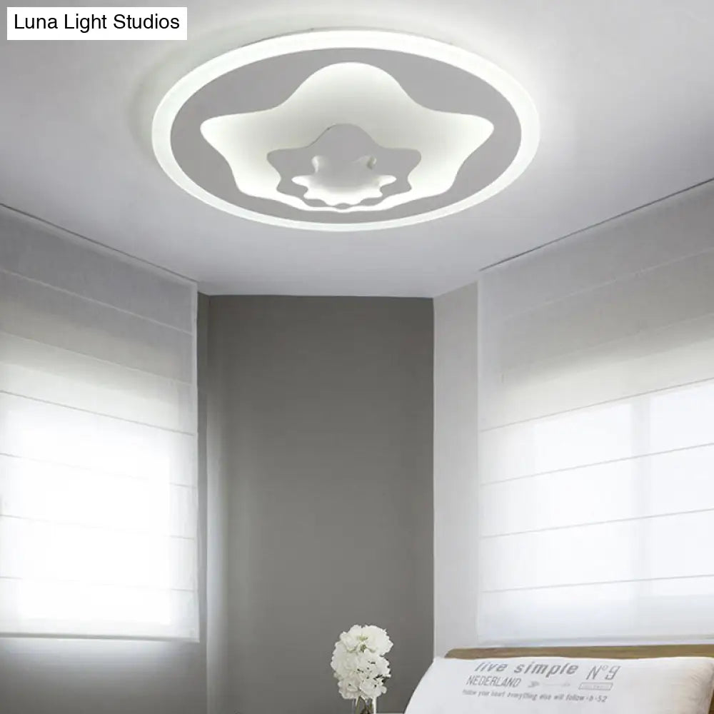 White Acrylic Star Flushmount Light: Cartoon Eye-Caring Led Ceiling Lamp For Girls Bedroom / 18