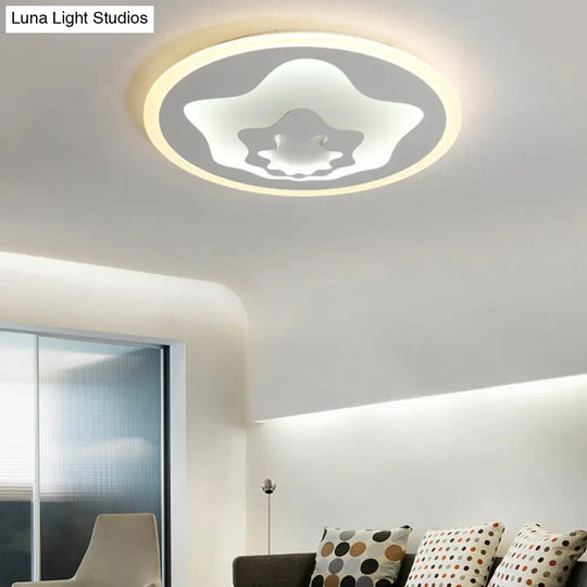 White Acrylic Star Flushmount Light: Cartoon Eye-Caring Led Ceiling Lamp For Girls Bedroom / 18 Warm