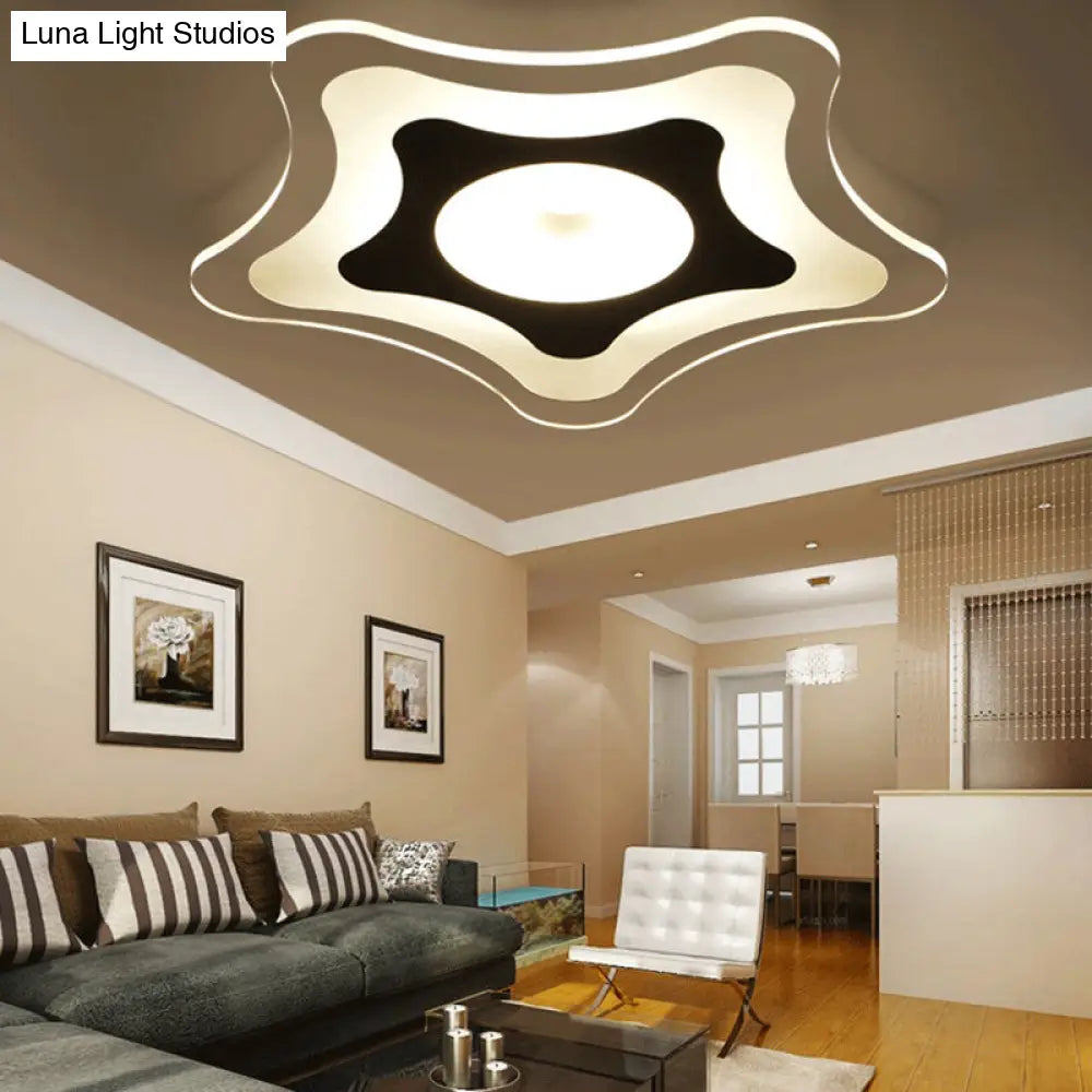 White Acrylic Star Slim Panel Led Ceiling Light - Simple Stylish Flush Mount For Living Room