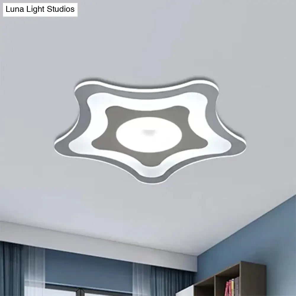 White Acrylic Star Slim Panel Led Ceiling Light - Simple Stylish Flush Mount For Living Room