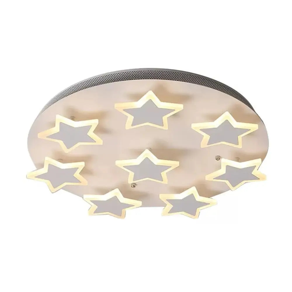 White Acrylic Starry Flush Ceiling Light For Girls Bedroom - Romantic Mount Fixture / 19.5’ Warm