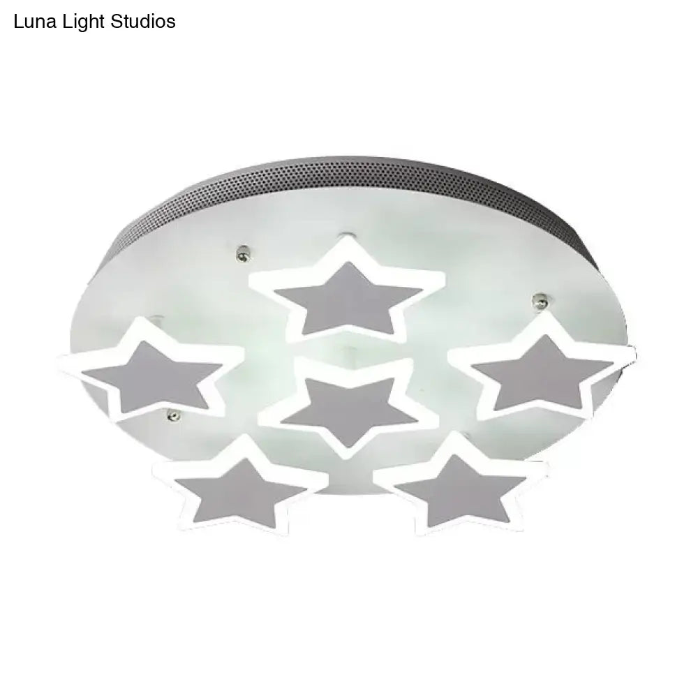 White Acrylic Starry Flush Ceiling Light For Girls Bedroom - Romantic Mount Fixture / 16