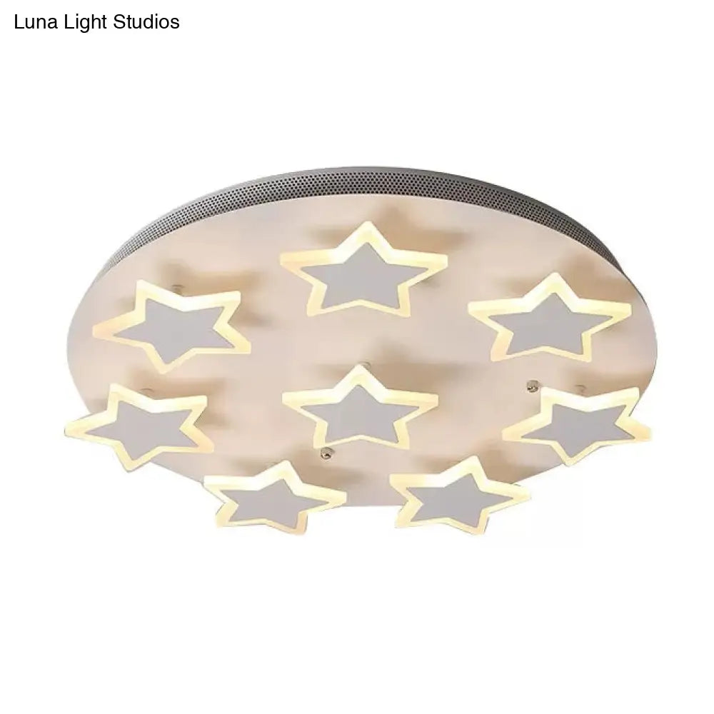 White Acrylic Starry Flush Ceiling Light For Girls Bedroom - Romantic Mount Fixture / 19.5 Warm