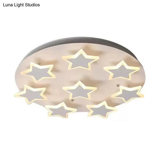 White Acrylic Starry Flush Ceiling Light For Girls Bedroom - Romantic Mount Fixture / 19.5 Warm