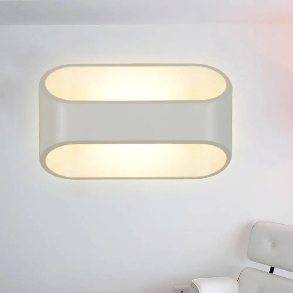 White Aluminum Led Bathroom Wall Sconce - Contemporary Rectangular Style