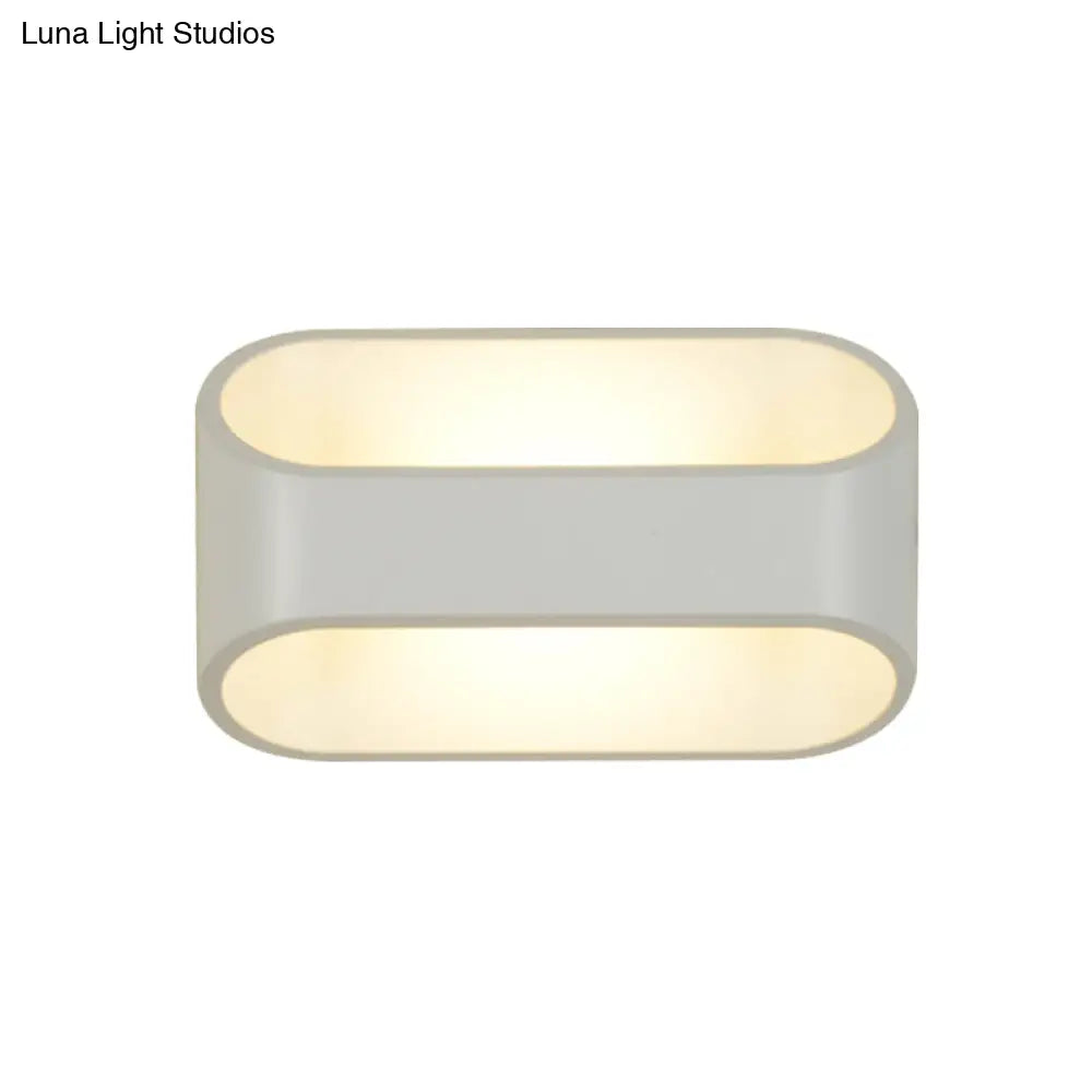 White Aluminum Led Bathroom Wall Sconce - Contemporary Rectangular Style