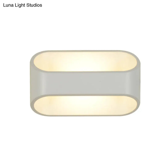 White Aluminum Led Bathroom Wall Sconce - Contemporary Rectangular Style