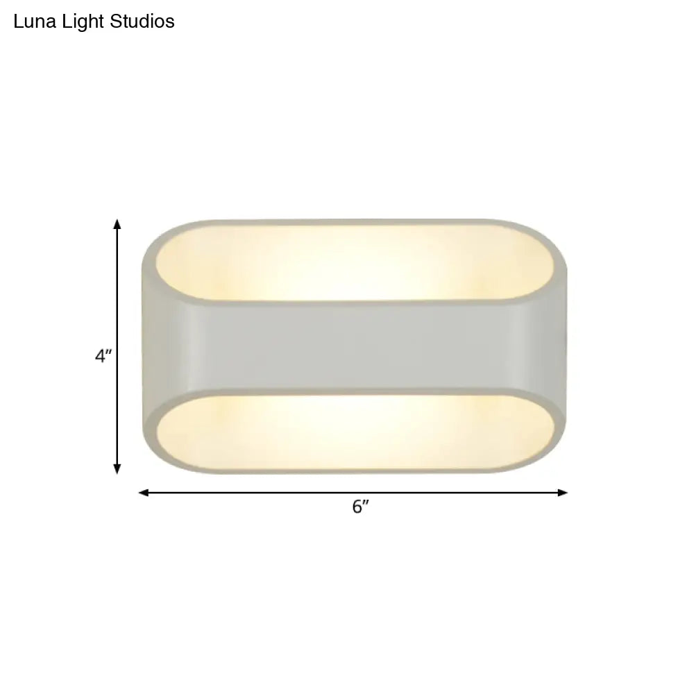 White Aluminum Led Bathroom Wall Sconce - Contemporary Rectangular Style