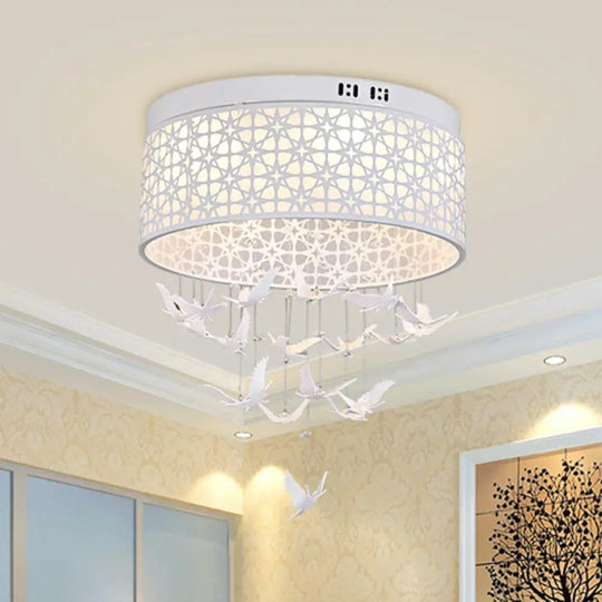 White Angel/Crystal Bead Flush Mount Led Bedroom Light - Simple Metal Design Multiple Sizes