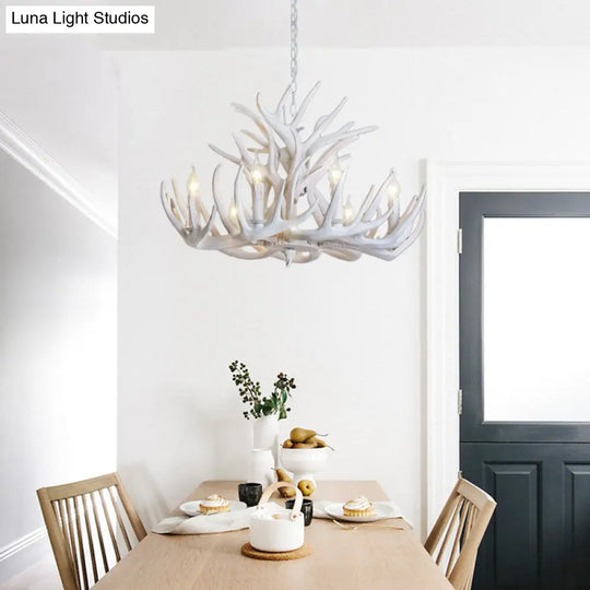 White Antler Chandelier Lighting Rustic Resin 21.5’/25.5’/27.5’ Wide 9/12 Heads Living Room