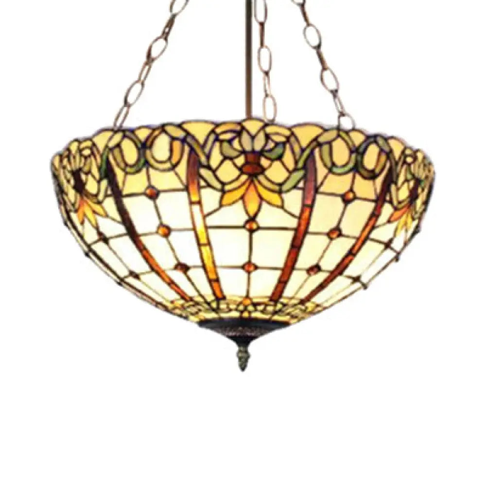 White Art Glass Pendant Ceiling Light For Bedroom With Inverted Bowl Shade