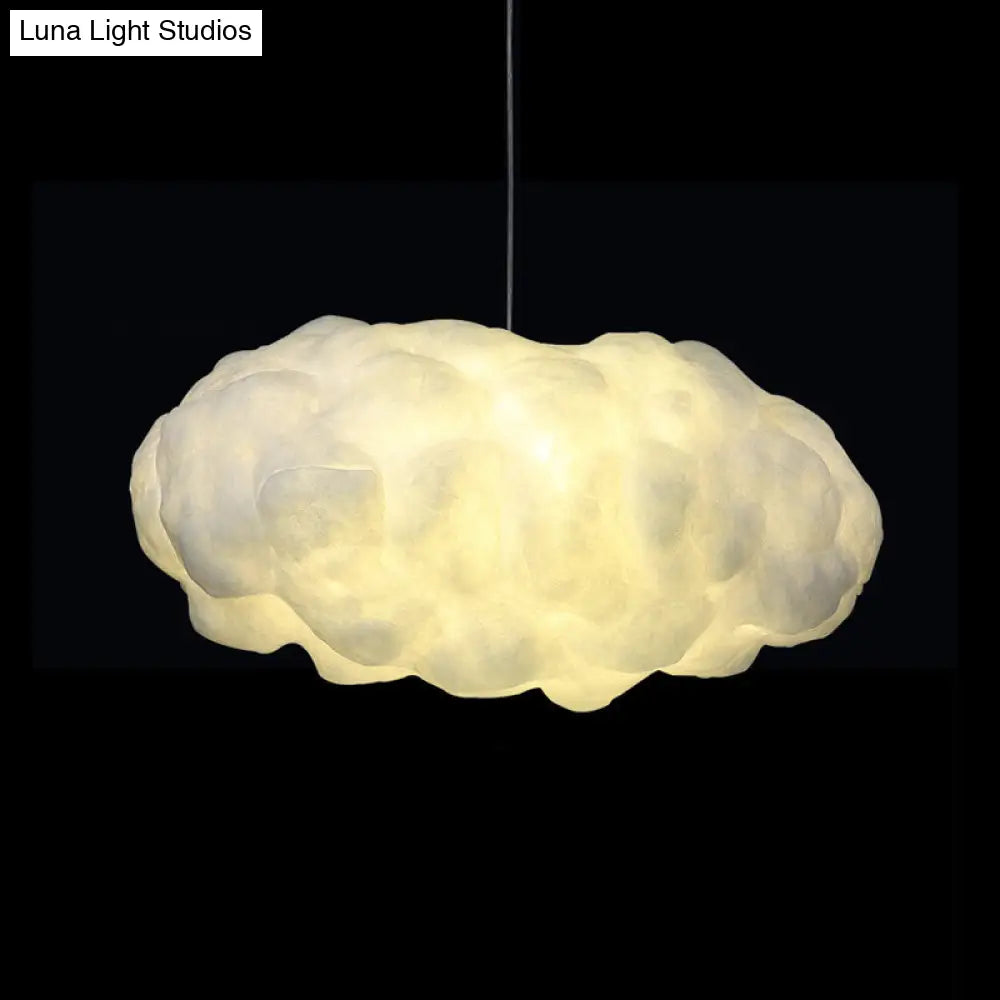 White Artistic Pendant Light With 5 Bulbs - Cloud Restaurant Chandelier Plastic