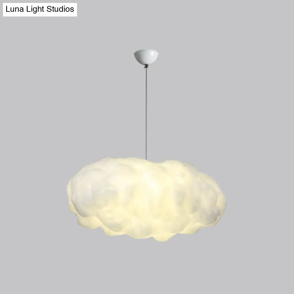 White Artistic Pendant Light With 5 Bulbs - Cloud Restaurant Chandelier Plastic