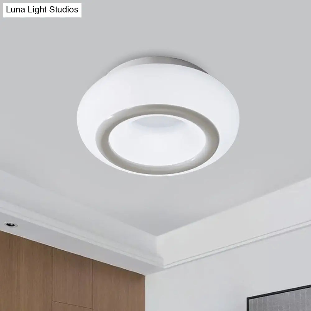 White Bean Led Ceiling Lamp: Simplicity In Acrylic Flush Mount Lighting With 3 Color Light Options