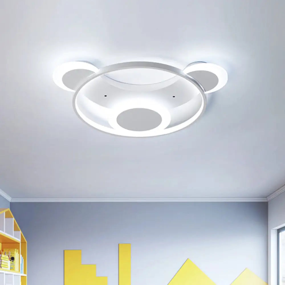 White Bear Face Kindergarten Ceiling Light - Acrylic Animal Lamp /