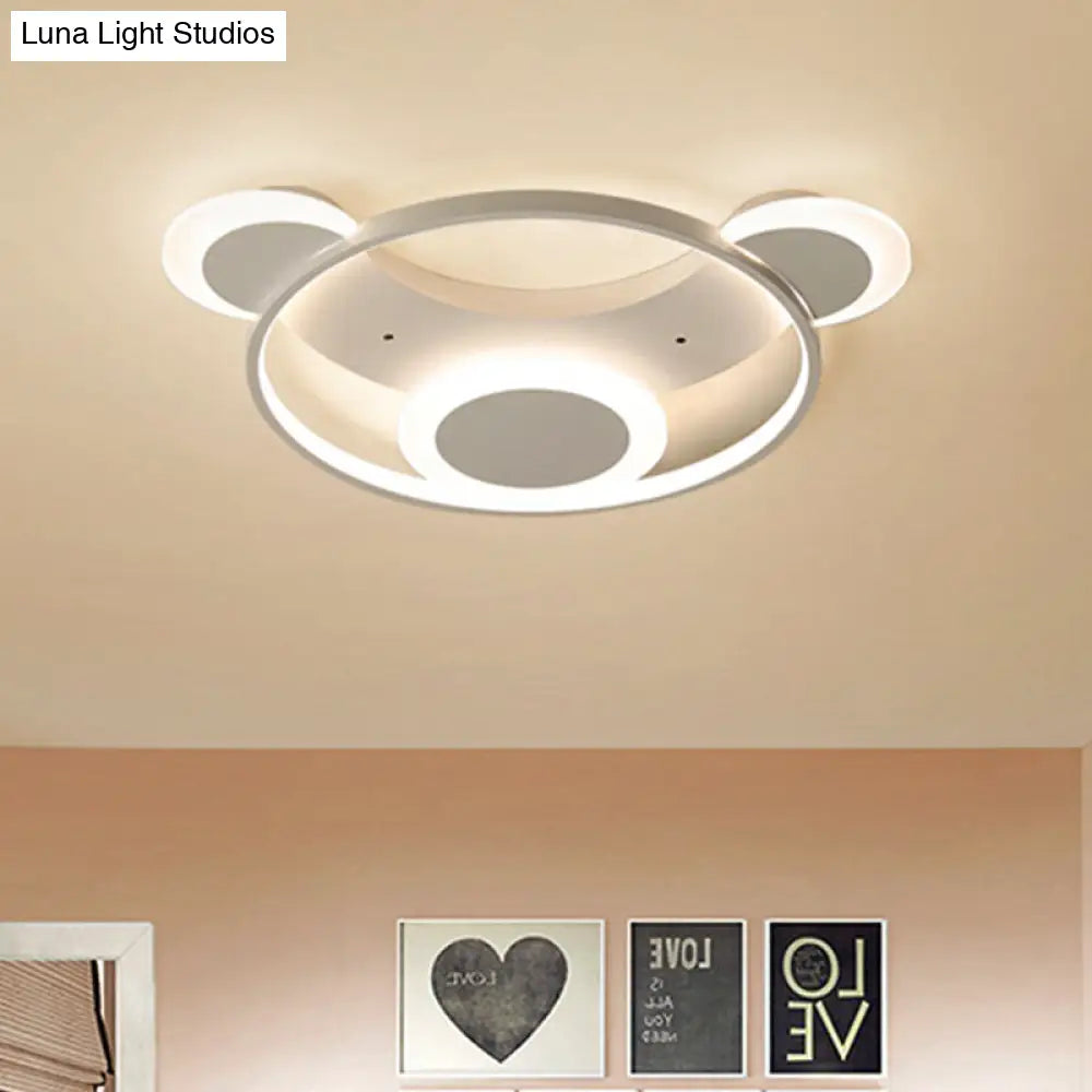 White Bear Face Kindergarten Ceiling Light - Acrylic Animal Lamp