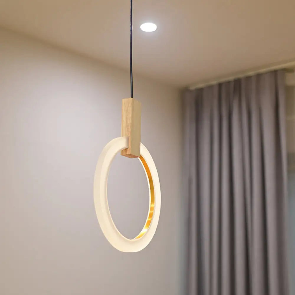 White Bedroom Suspension Pendant With Acrylic Shade And Ring Detail - 8’/12’/16’ Dia 1 / 8’