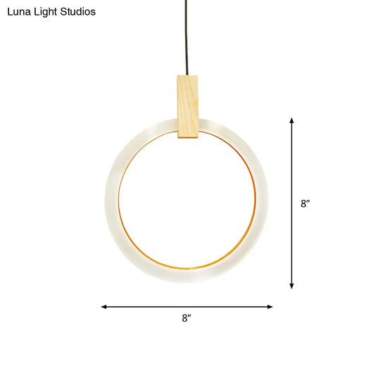 White Bedroom Suspension Pendant With Acrylic Shade And Ring Detail - 8’/12’/16’ Dia