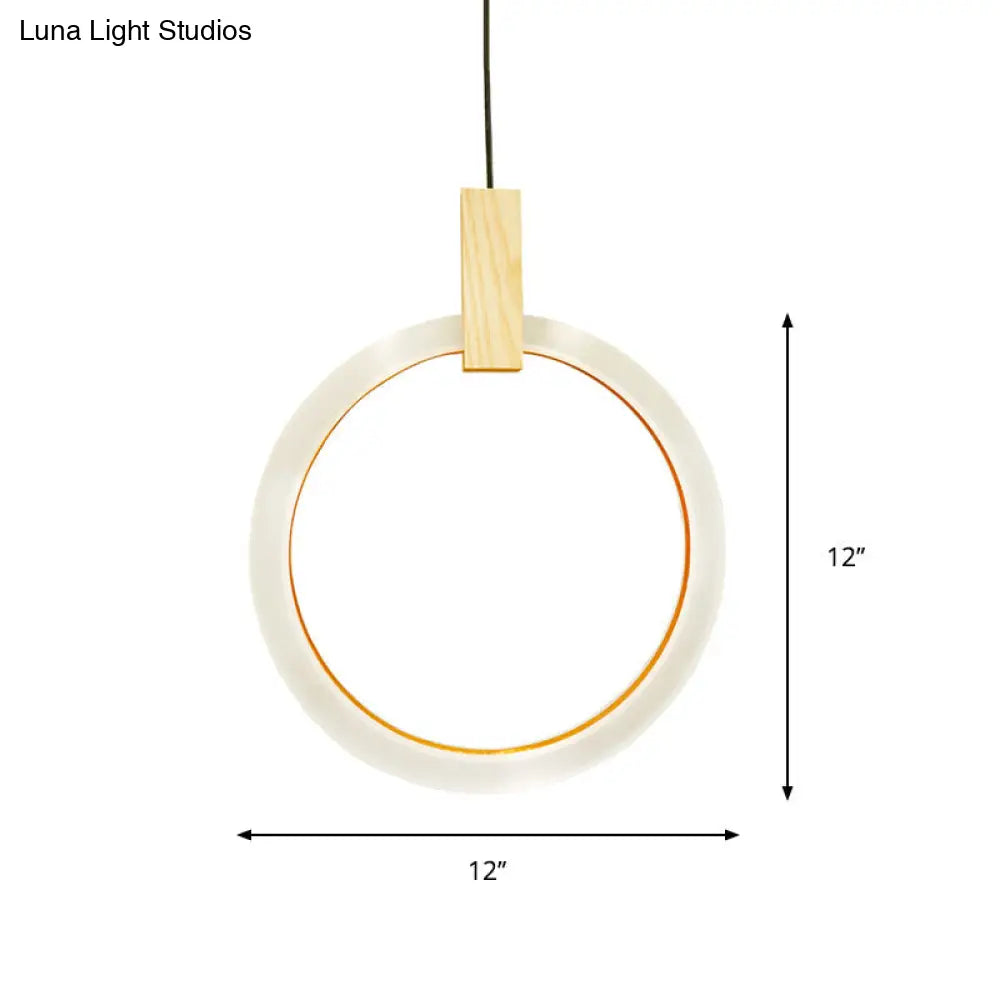 Modern Bedroom Pendant Light With Acrylic Shade And Hanging Ring - White Ceiling 8/12/16 Dia