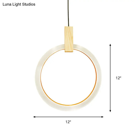 Modern Bedroom Pendant Light With Acrylic Shade And Hanging Ring - White Ceiling 8/12/16 Dia