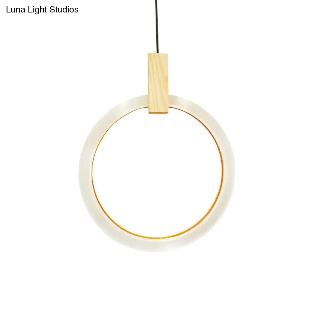 Modern Bedroom Pendant Light With Acrylic Shade And Hanging Ring - White Ceiling 8/12/16 Dia