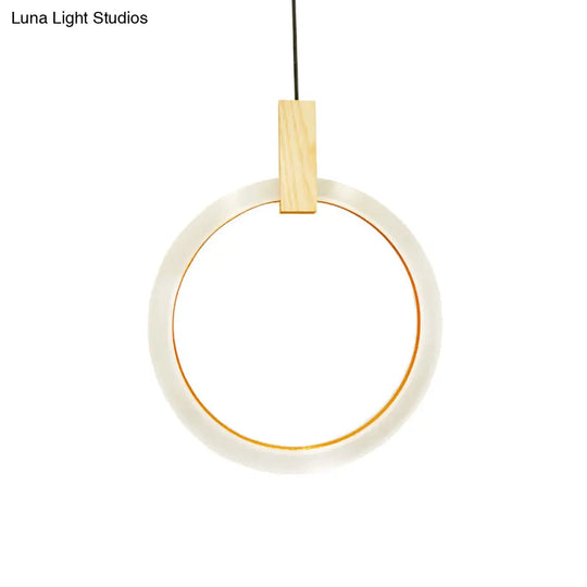 Modern Bedroom Pendant Light With Acrylic Shade And Hanging Ring - White Ceiling 8/12/16 Dia