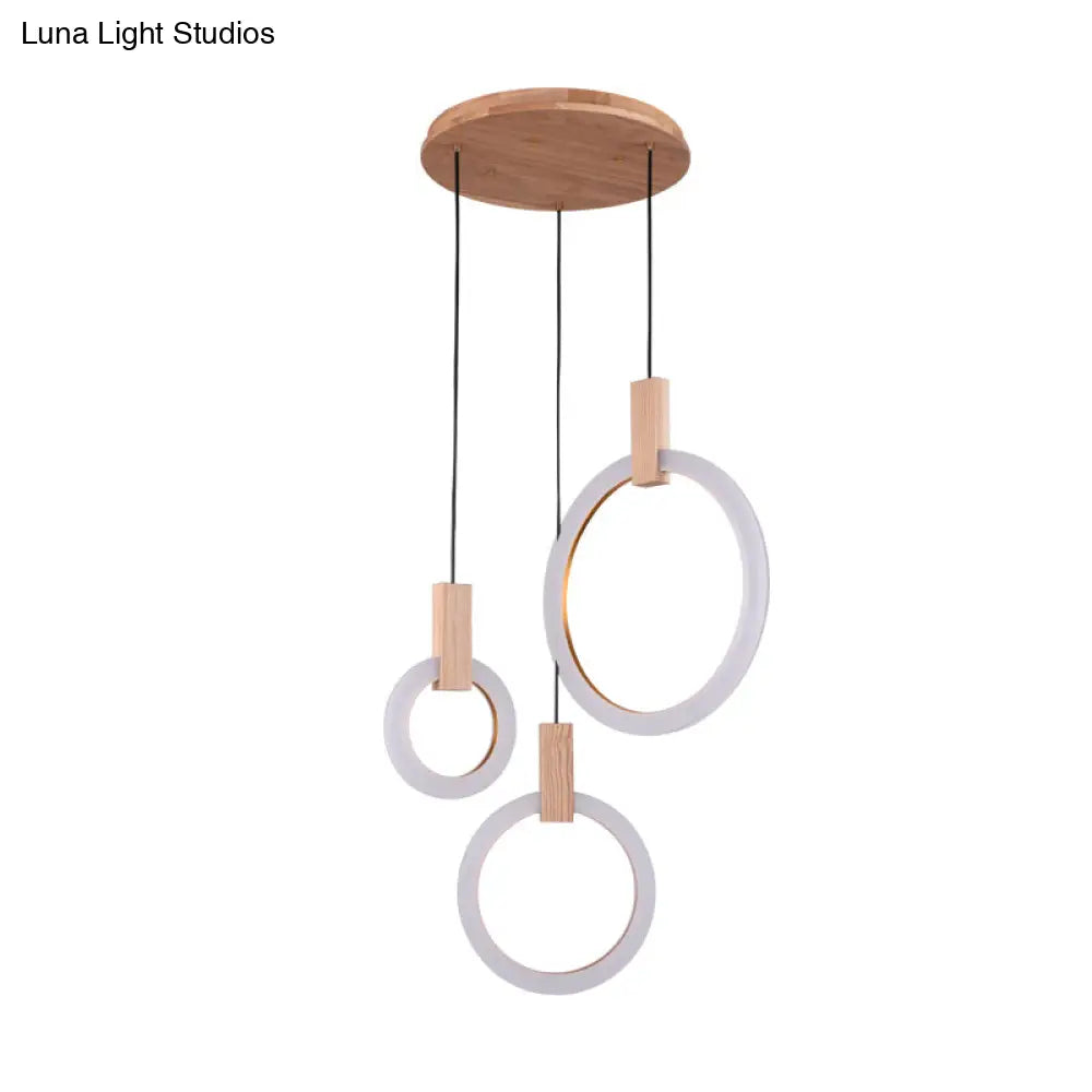 White Bedroom Suspension Pendant With Acrylic Shade And Ring Detail - 8’/12’/16’ Dia