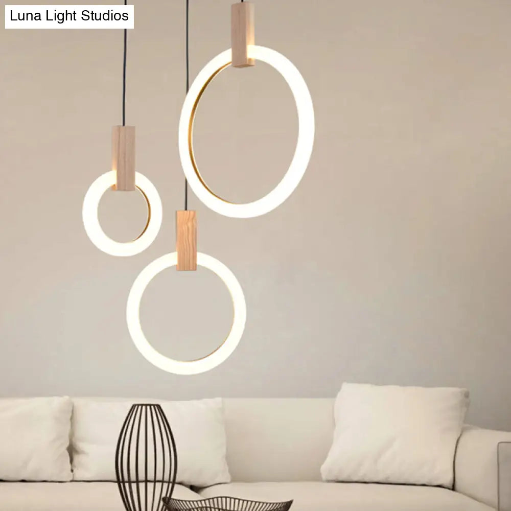 Modern Bedroom Pendant Light With Acrylic Shade And Hanging Ring - White Ceiling 8/12/16 Dia