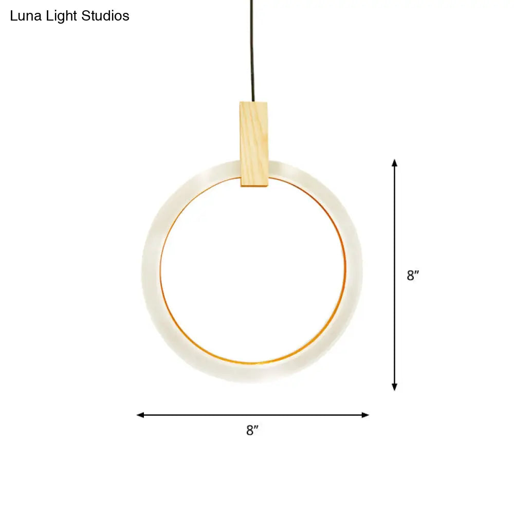 Modern Bedroom Pendant Light With Acrylic Shade And Hanging Ring - White Ceiling 8/12/16 Dia