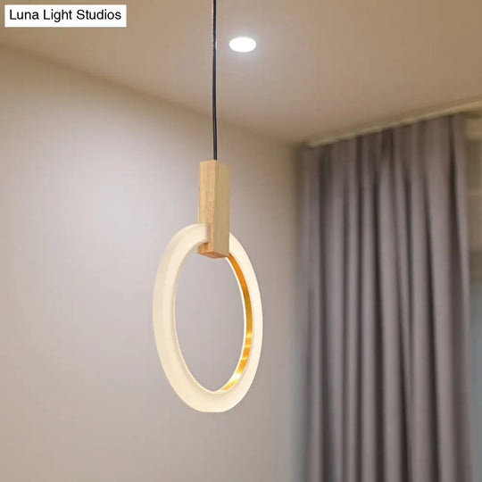 Modern Bedroom Pendant Light With Acrylic Shade And Hanging Ring - White Ceiling 8/12/16 Dia 1 / 8