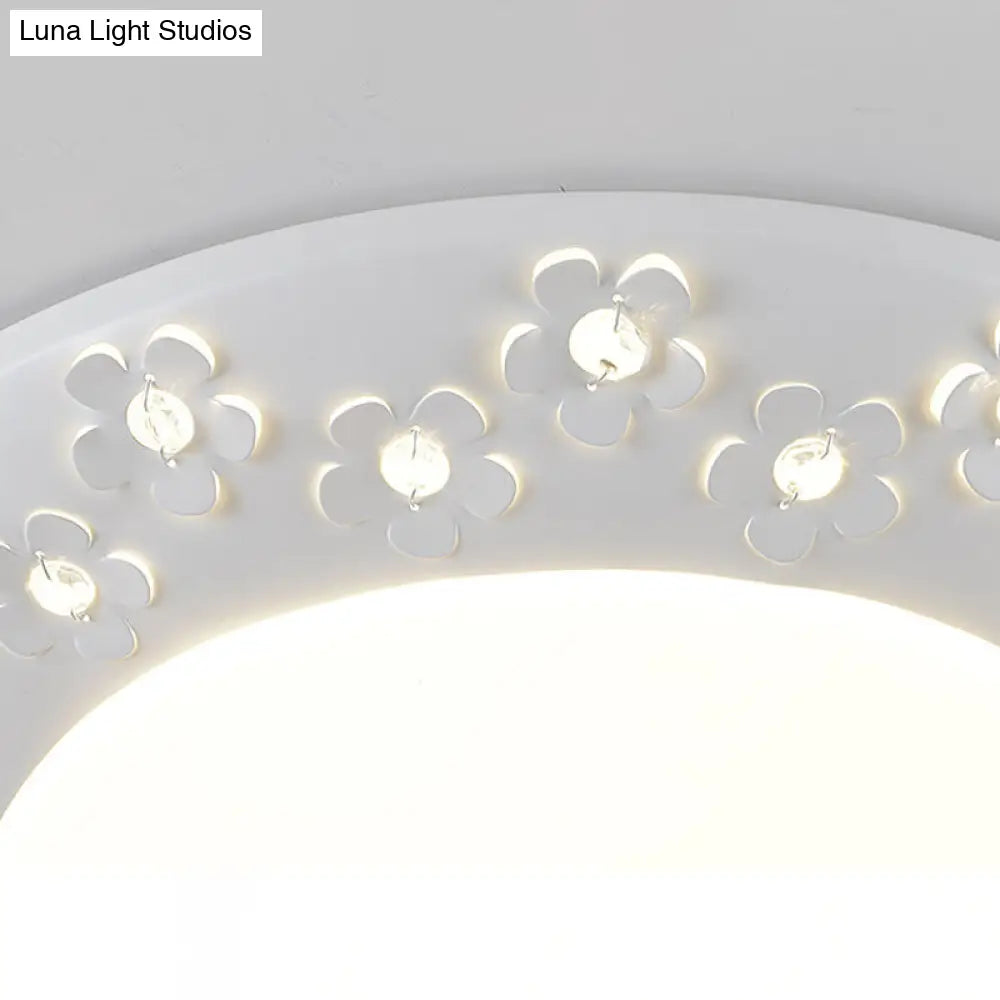 White Blossom Acrylic Led Flush Mount Light For Nursing Room