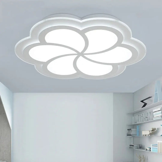 White Blossom Shaped Flush Mount Led Ceiling Lamp For Kids’ Balcony And Porch / 16.5’