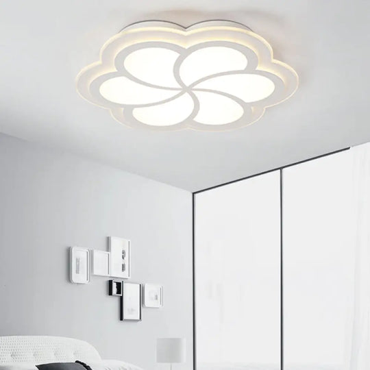 White Blossom Shaped Flush Mount Led Ceiling Lamp For Kids’ Balcony And Porch / 16.5’ Third Gear