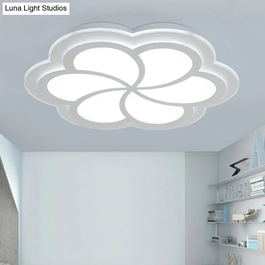 White Blossom Shaped Flush Mount Led Ceiling Lamp For Kids Balcony And Porch / 16.5