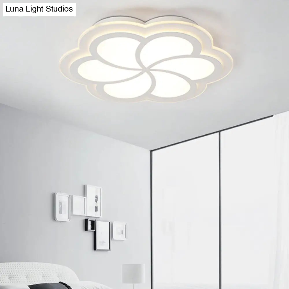 White Blossom Shaped Flush Mount Led Ceiling Lamp For Kids Balcony And Porch / 16.5 Third Gear